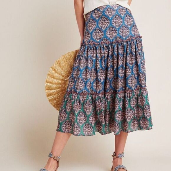 Anthropologie Sachin & Babi Kai Tiered Maxi Skirt in Size 0 - Picture 1 of 11